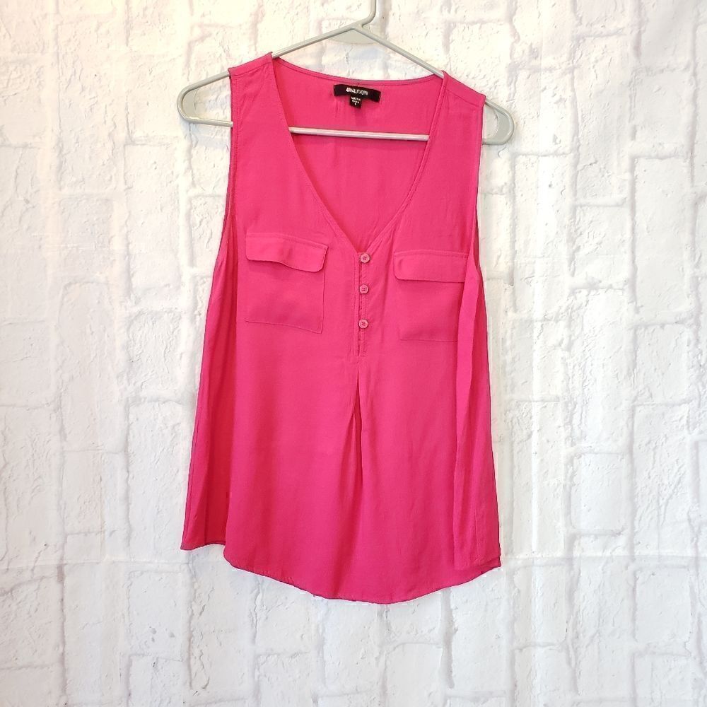 41 HAWTHORN Fushia Crepe Sleeveless Blouse Small